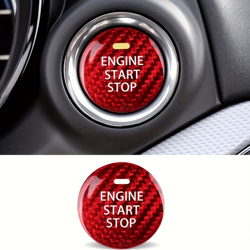 TEMU Personalized Modification Decoration Real Carbon Fiber Sports Car Keyless Ignition Stop Push Button Cover Decorative Sticker, Suitable For 3 6