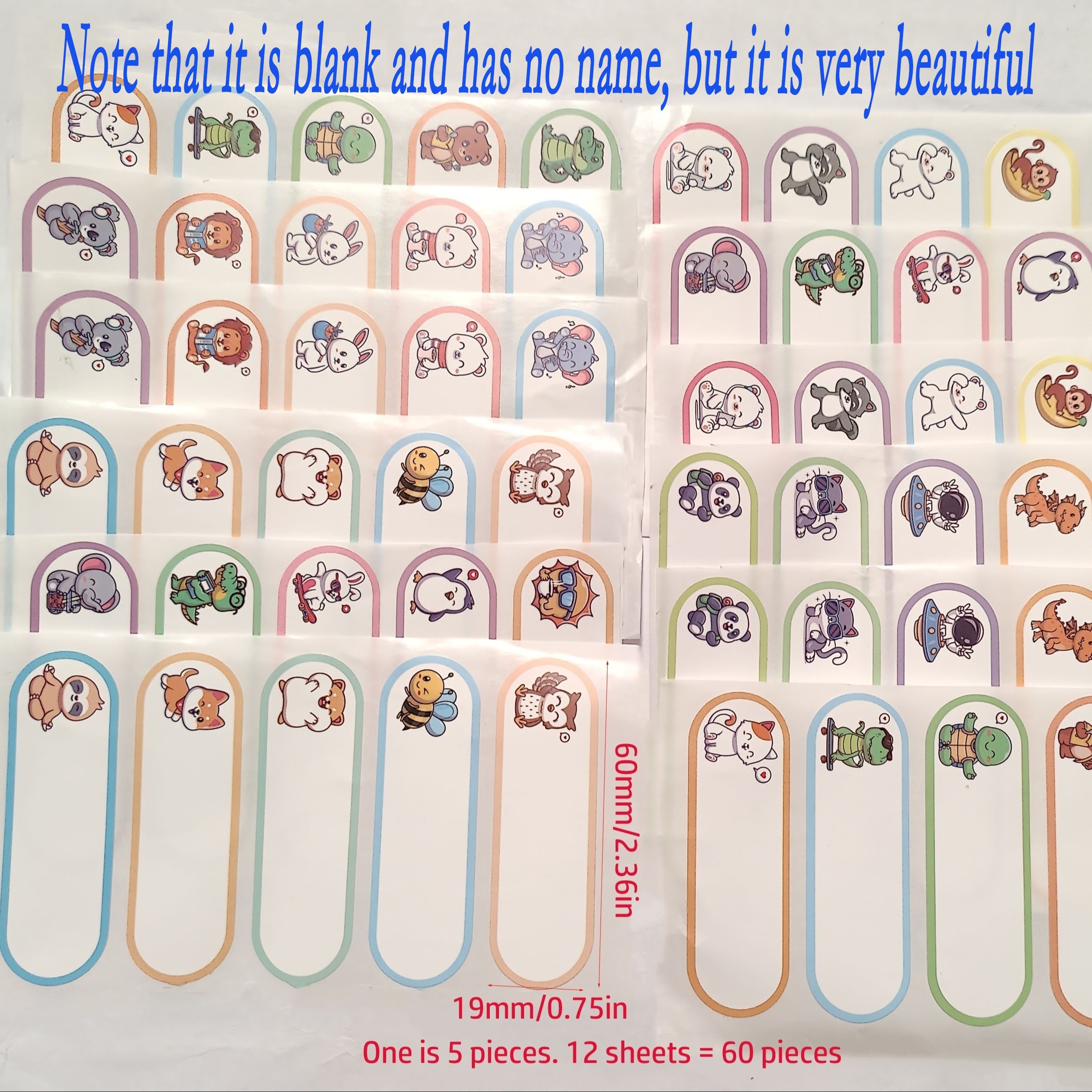 60pcs/bag Name Label, Water Bottle Sticker, Gift Label, Grid Bag File Classification Label. Name Sticker, Office Stationery Label Sticker ( Blank Without Name