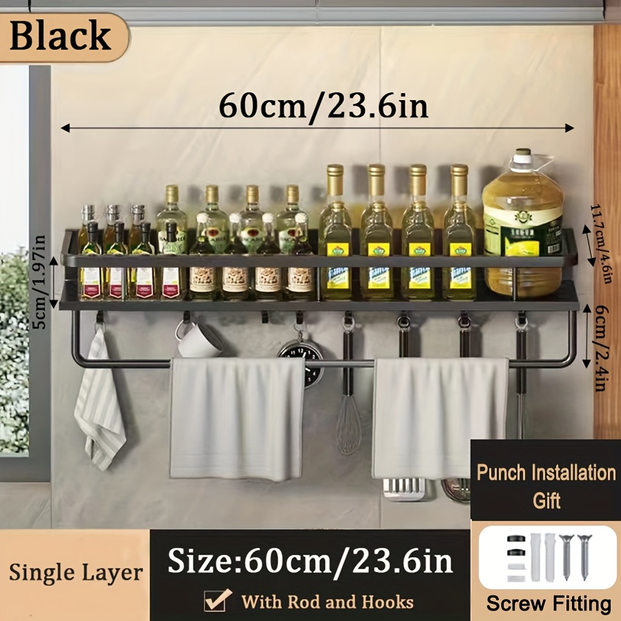 Image of 1pc Wall-mounted Seasoning Racks, Spice Rack, Aluminium Alloy Seasoning Storage Rack, Seasoning Rack, Kitchen Organization And Storage, Kitchen Storage Rack, Hanging Seasoning Rack
