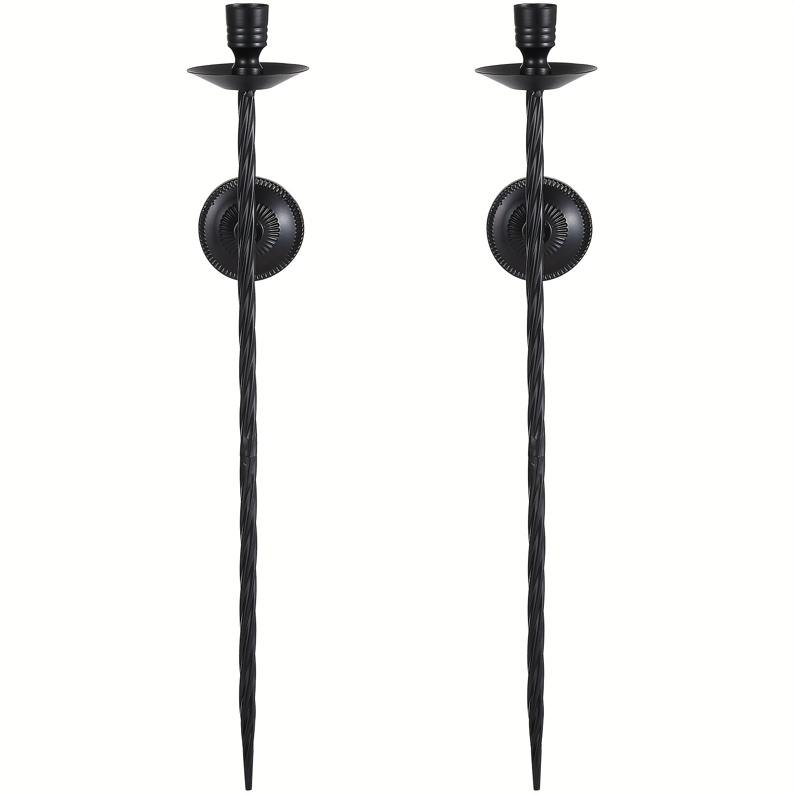 

Elegant 2pcs Set Of Large Metal Wall Candle Holders - Twisted Sconces For Bedroom & Dining Room Decor, Powder-coated , Halloween, Christmas, Easter, Thanksgiving