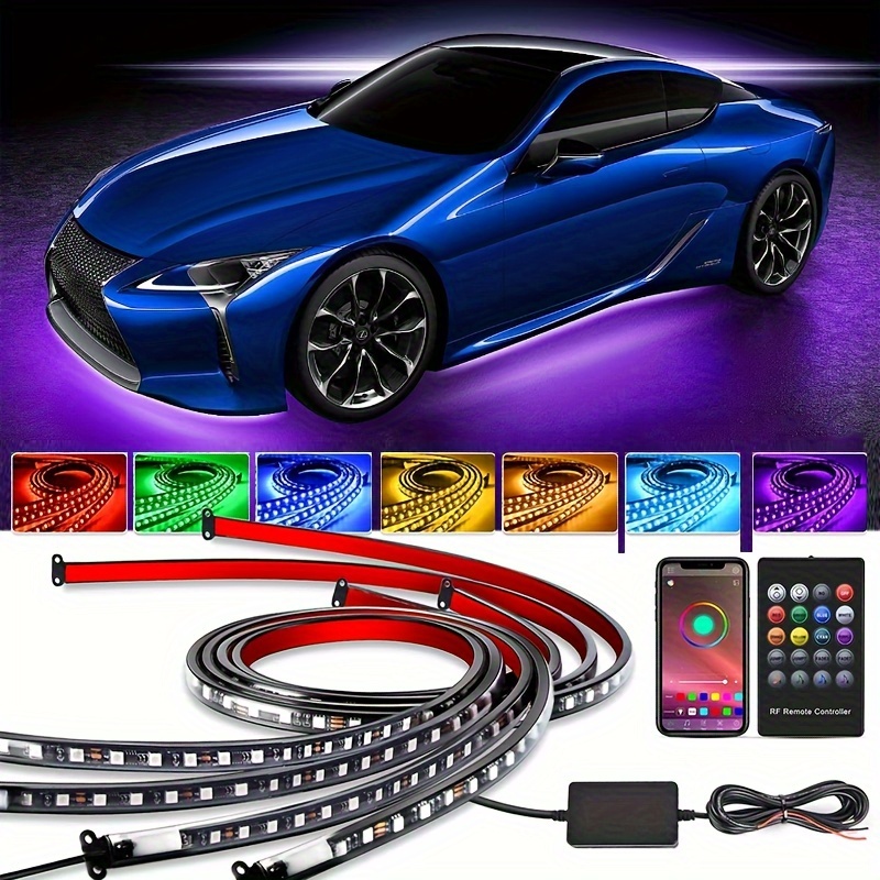 RGB LED Strip Under Car Underglow Kit – 12V Neon Light Tube System – AUXITO DPD-1T4DT-APP