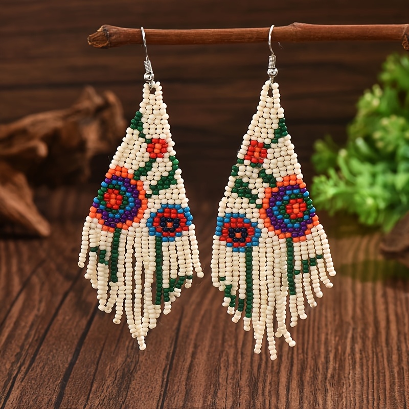 Bohemian Floral Pattern Bead Earrings for Women