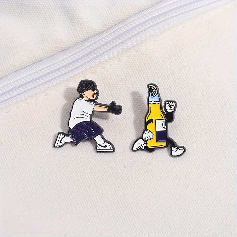 

1/2pcs Creative Cartoon Anime Characters After Running Enamel Pins Cute Creative Metal Brooches Lapel Badges Hats Backpacks Accessories, Gifts