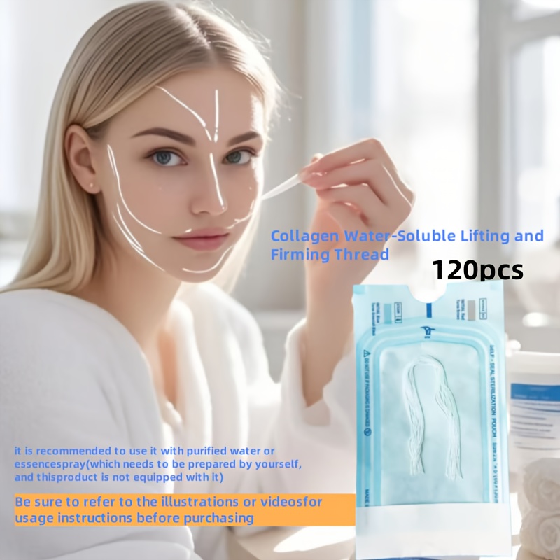 Image of 1 Pack 120pcs Collagen Threads Beauty Facial Protein Threads, Needle--soluble Lifting And Firming Skin, Making Skin Look Smoother And , Protein Threads