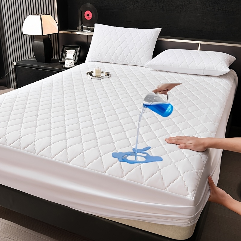TEMU Protège-matelas imperméable épaissi matelassé 1 pièce, [Coussin et taie d'oreiller non ], Procédé technologie , Housse de matelas imperméable