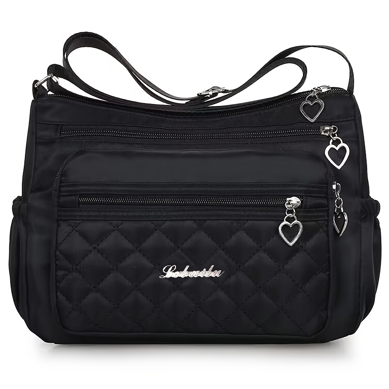 Image of Woman With Crossbody Bag - Multi-compartment Design, Solid Color, Essential Single-shoulder Bag For , Secure Zippered Bag, Casual And Fashionable Handbag, Adjustable Shoulder Strap [random Zipper ]