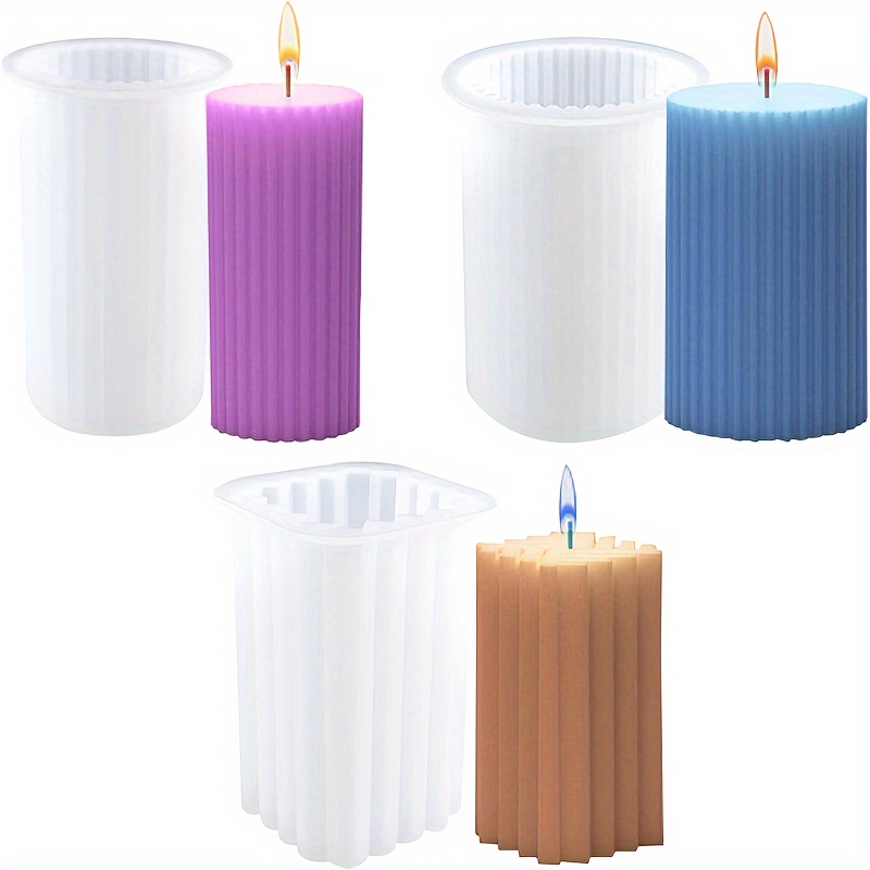

1pc Candle Making Silicone Molds 3d Stripe Candle Pillar Cylinder Resin Mold For Aromatherapy Candle Plaster Ornament Making Home Decoration