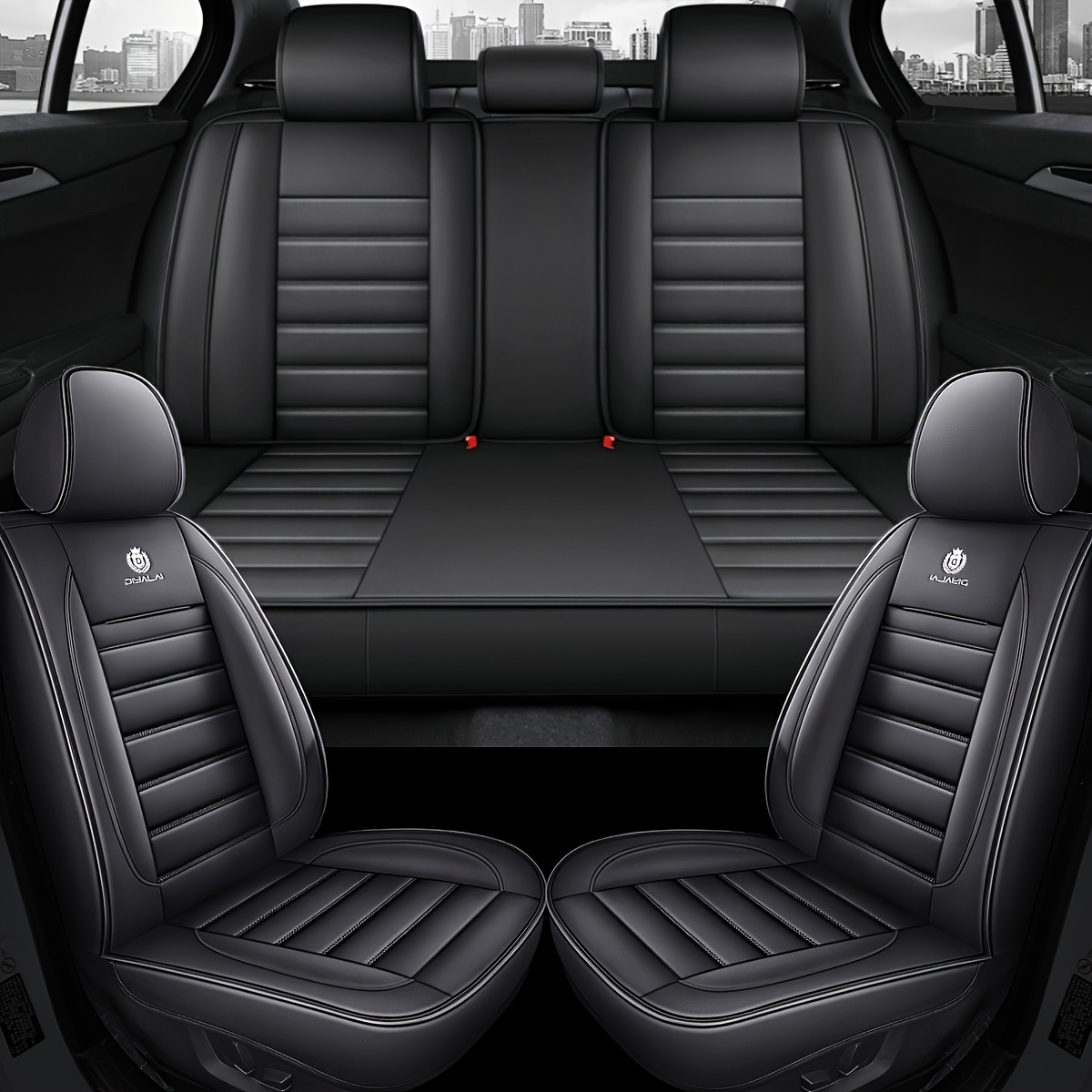TEMU 1/5 Seat All-new Full Pu Leather Durable And Easy To Clean Multifunctional Car Interior Set, Seat Cover In Multiple Colors - Minimalist And
