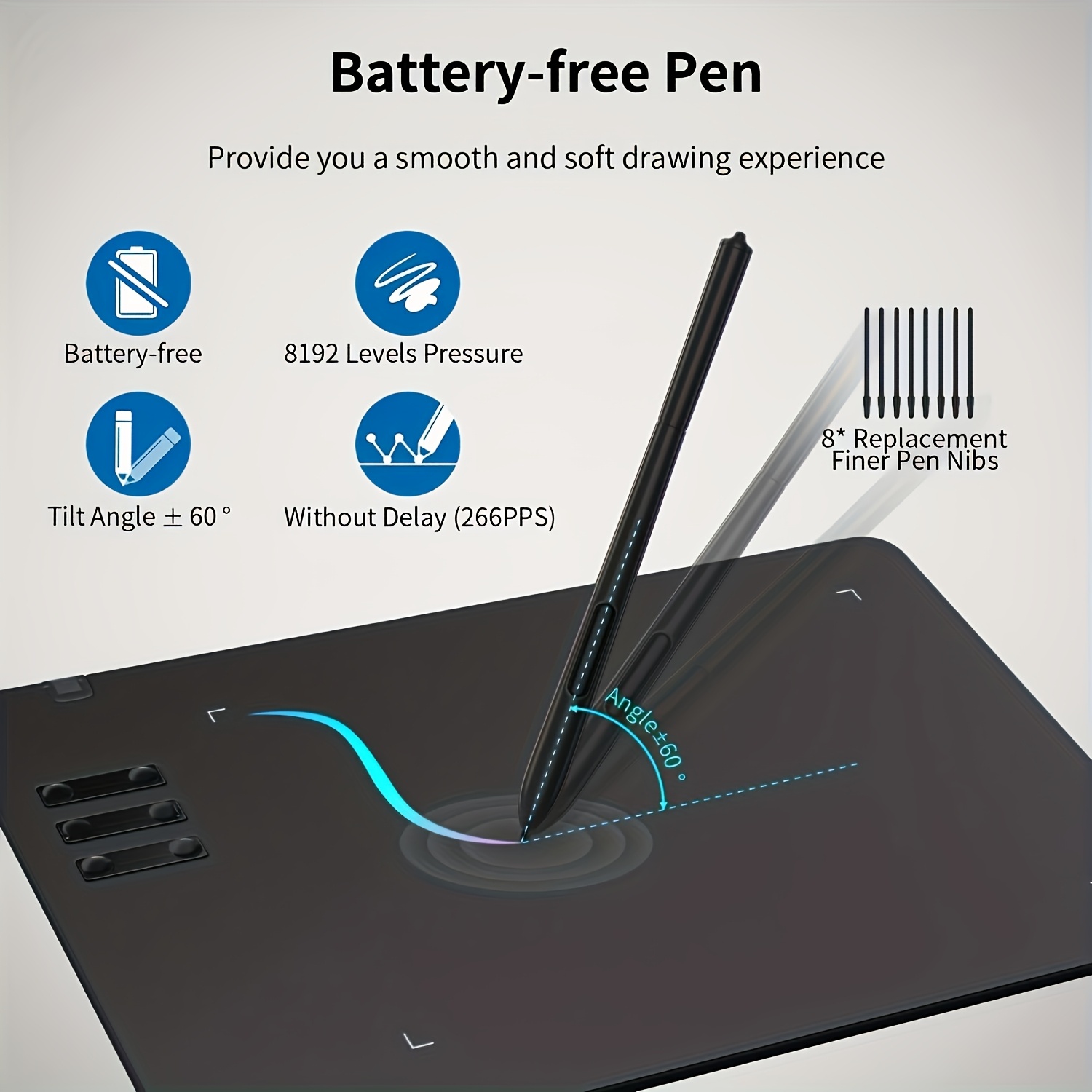 Tableta de dibujo digital con estilográfica para computadora, PC, teléfono móvil, portátil, compatible con Android, Mac y Windows.