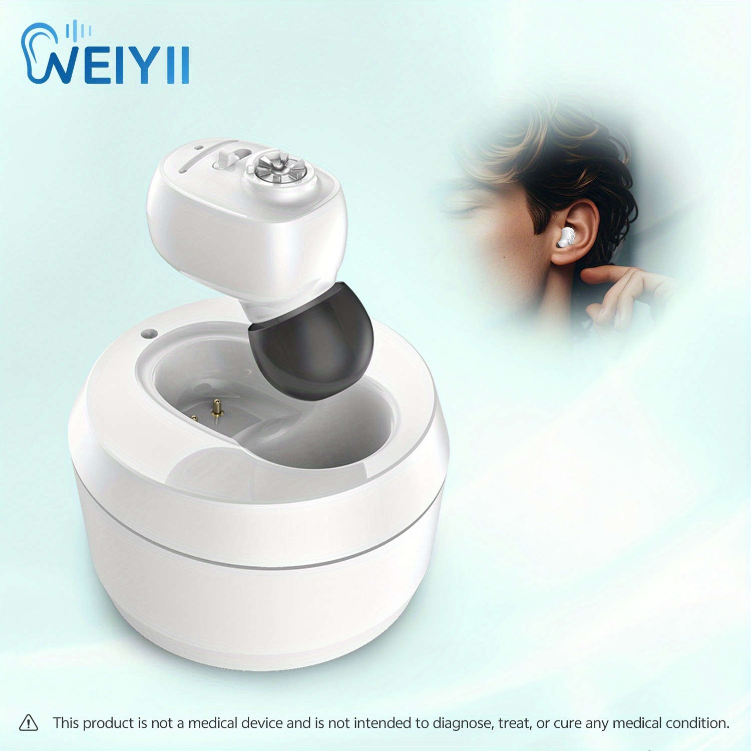 WEIYII Sound Amplifier Earphone Charging Box And High-performance Chip Hearing Amplifiers, USB Interface For Convenient Charging, Long Battery Life Lightweight And Comfortable Suitable For Meetings, Social Occasions, Daily Life
