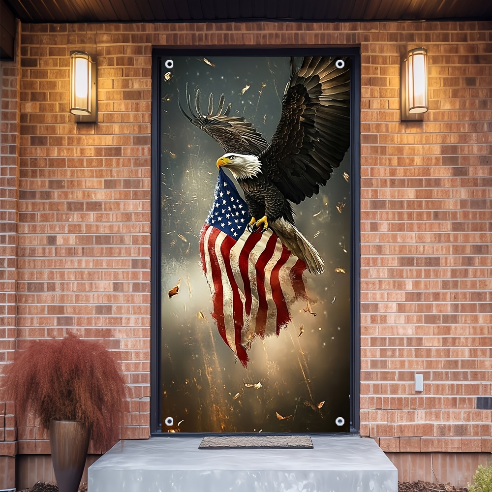 

Patriotic American Flag & Door Cover - , Easy-hang For Indoor/outdoor Celebrations, , , Or Garden