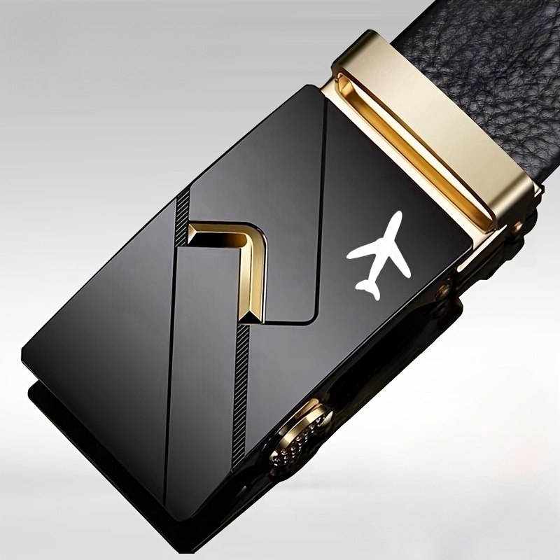 Men's Airplane Pattern Automatic Buckle Belt