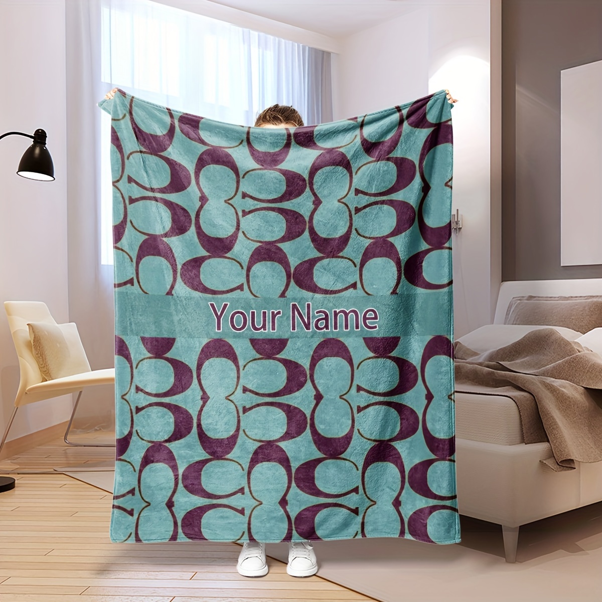 

Custom Name Flannel Throw Blanket - Soft, For Couch, Bed, Office, Travel | Personalized Gift Idea