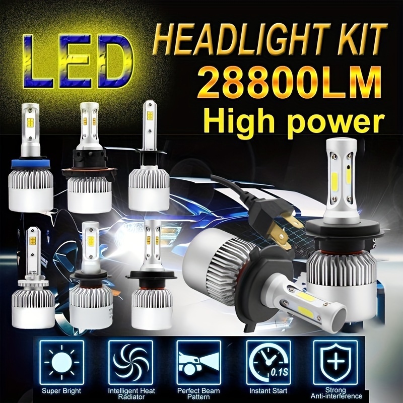 2 bombillas de coche 9005/HB3, luz blanca antiniebla, kits de bombillas de  coche superbrillantes de 6500 K, luz alta de aluminio, bombilla inalámbrica