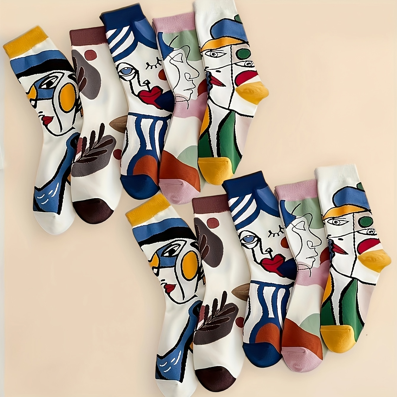 E-shop 5/10 Paar Trendige Cartoon Elegante Grau-Schaumstoff Mid-Cut Socken, Schweißabsorbierend, Feuchtigkeitstransportierend, Hochelastisch, Bequeme