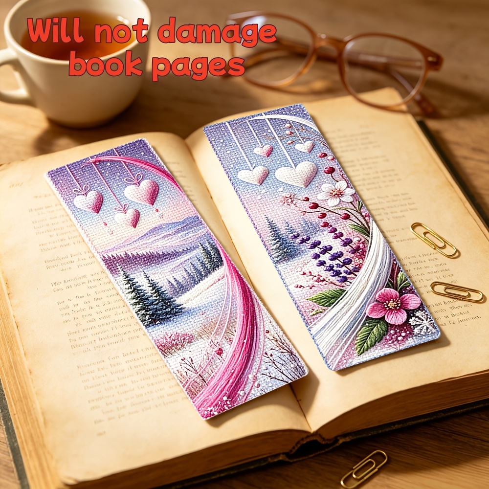 11-Carat Cross-Stitch Bookmark Set, Winter Heart Snowscape