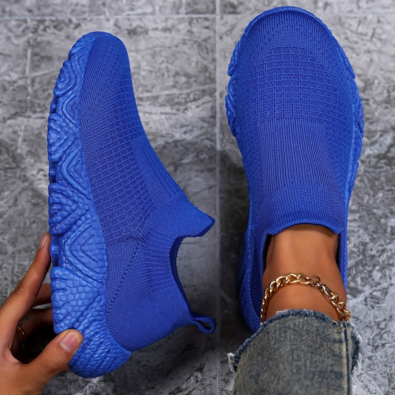 Image of Breathable Knit Sneakers - Minimalist Cushioned Sneazzoons Suitable For Gym,, Daily Wear - Lightweight Shoe With Stability Technology & Soft Fabric Upper (no)
