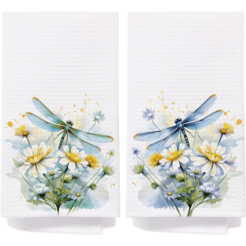 TEMU 2pcs & Floral Kitchen Towels Suitable For Cooking, Soft Dish Cloths With Decorative Tea Towel, Hand Washable Suitable For Bathing, Durable