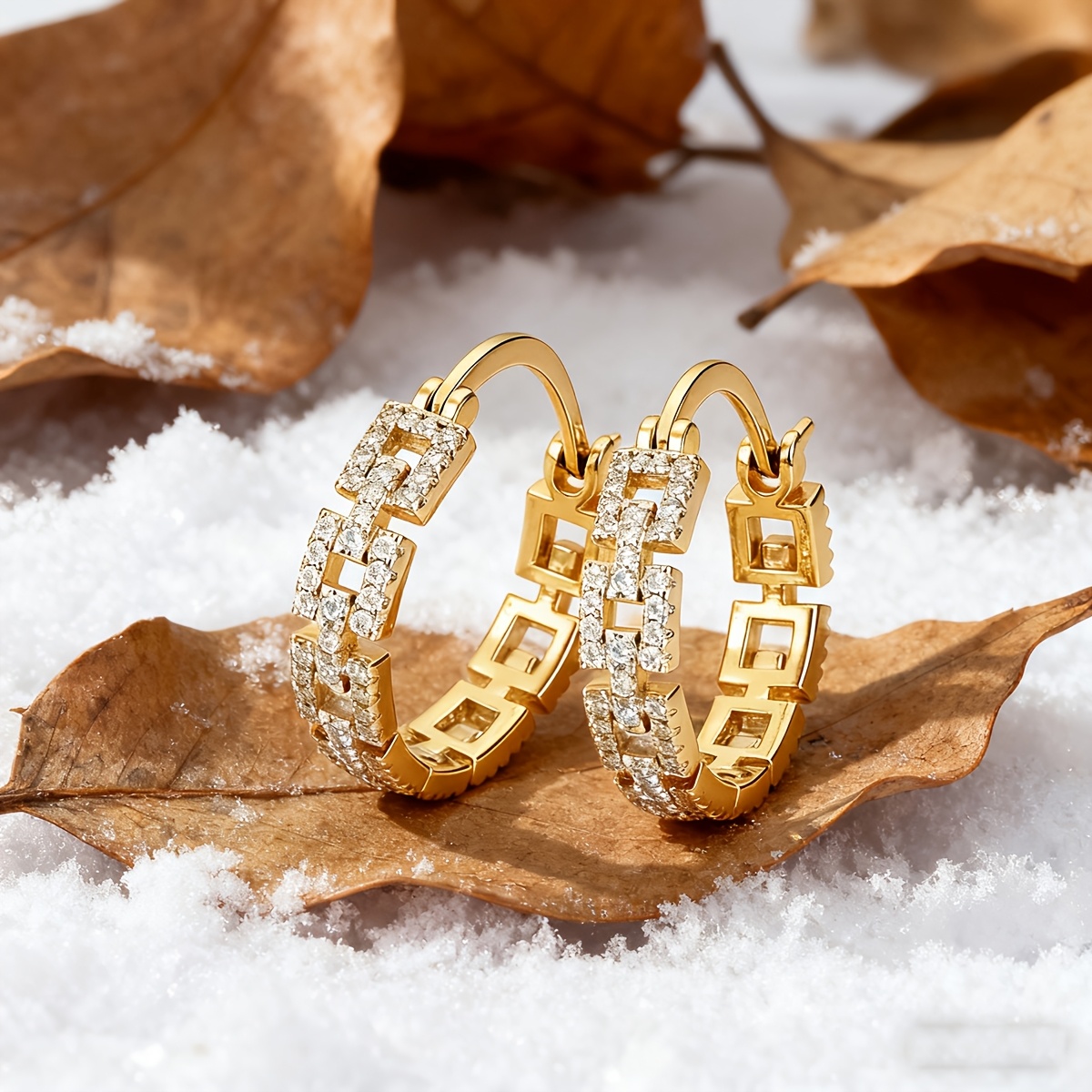Women's Exquisite Circle Chain Stud Earrings, Elegant Design