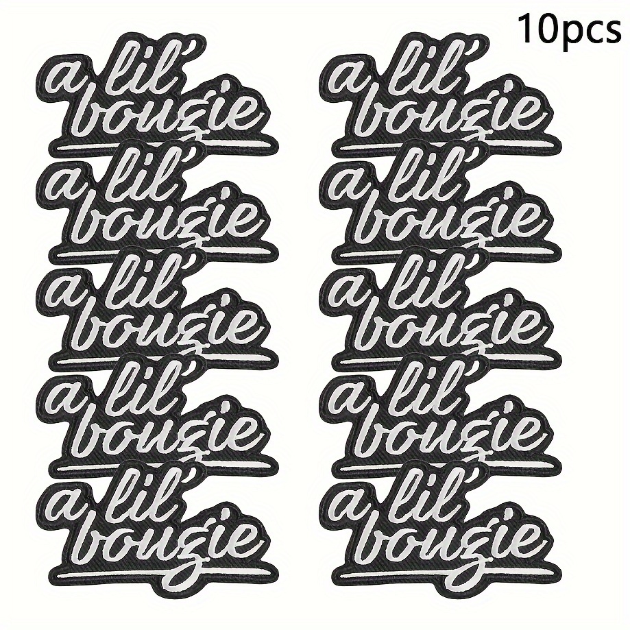 

10 Pcs 'a Lil'bougie' Embroidered Patches - Black, Clothing, Backpacks, Bags & Shoes