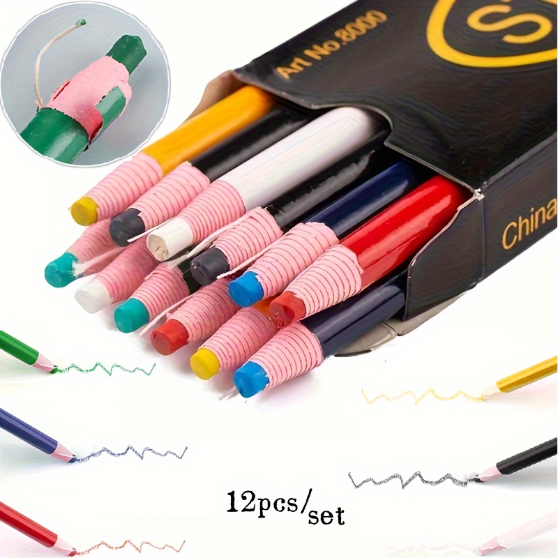 

12pcs Tailors Chalk Pencils Water Soluble Sewing Mark Pencils Free Cutting Marking Fabric Craft Marking Sewing Tool