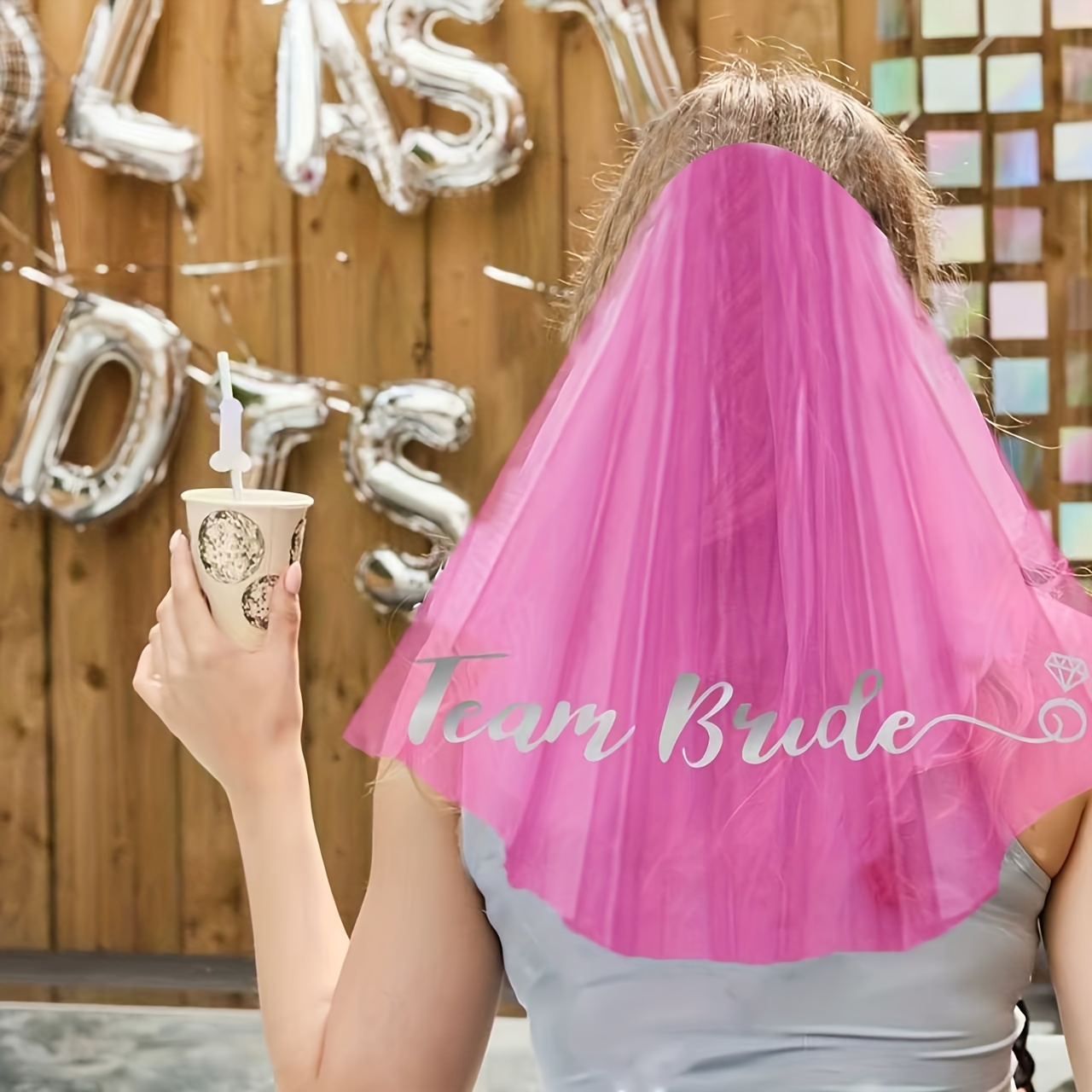 Image of Rose With Comb Bride Veil For Bachelorette Party Decorations Bridal Shower Engagement Party Favors Wedding Head Piece Gifts