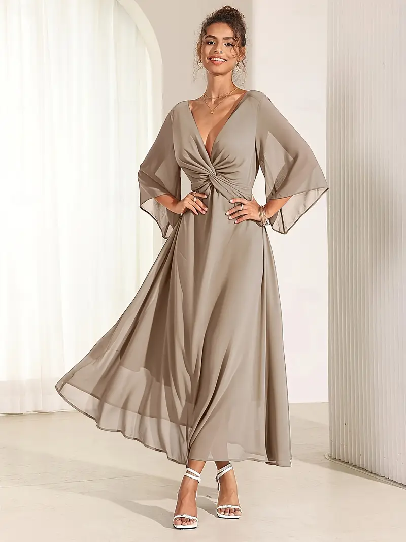 women's short sleeve wedding guest dress Ever-Pretty Pleated V-Neck Short Sleeve Ruffled Lace Midi Dress