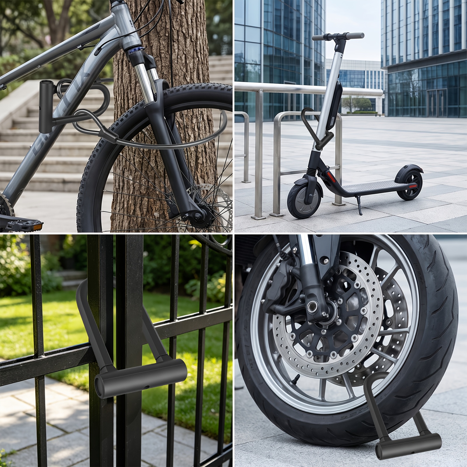 Heavy Duty Bike D Lock with Steel Security Cable & Mounting Bracket