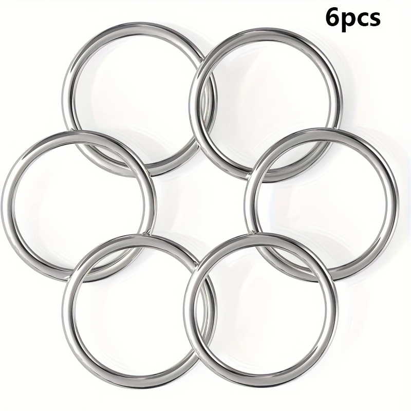 E-shop Set mit 6 Metall O-Ringen, runde Edelstahl Schnallen, geeignet für Hundehalsbänder, Weben und massive geschweißte Metallringe zum Aufhängen von