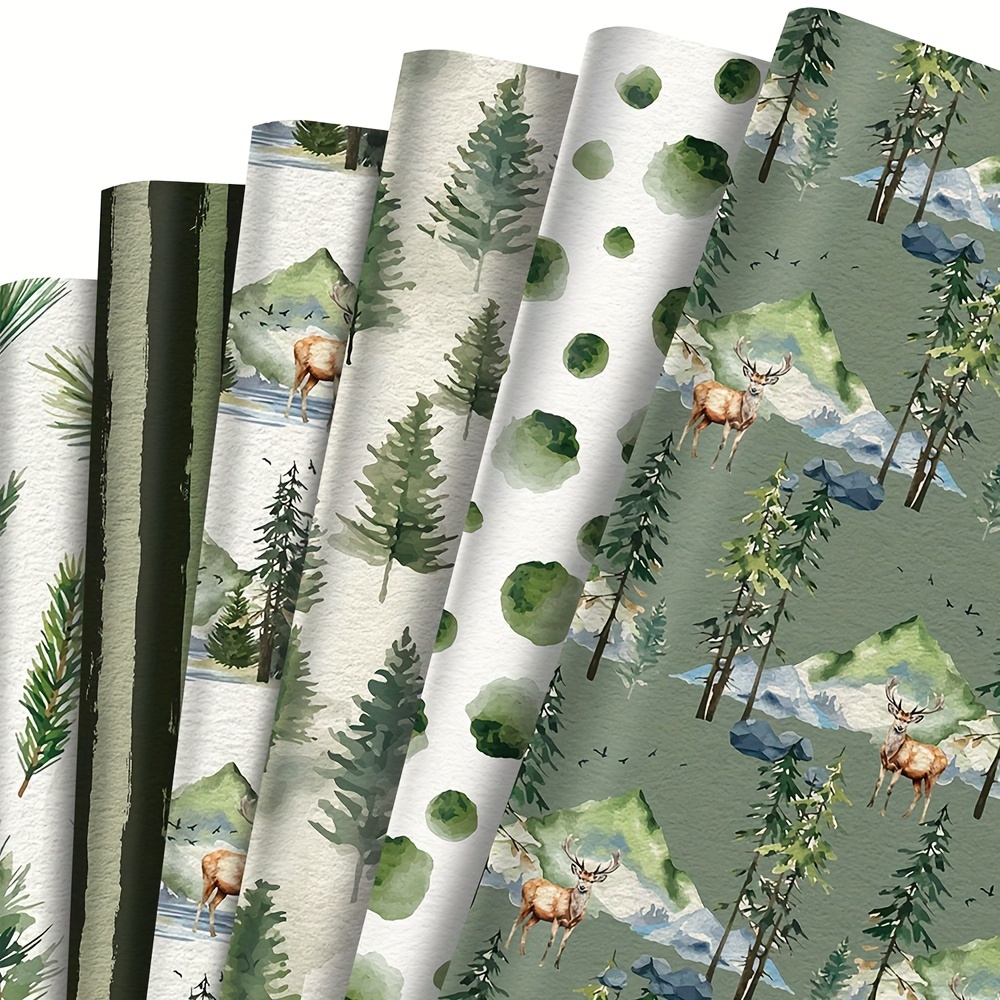 

6pcs/set Vintage Green Christmas Gift Wrapping Paper