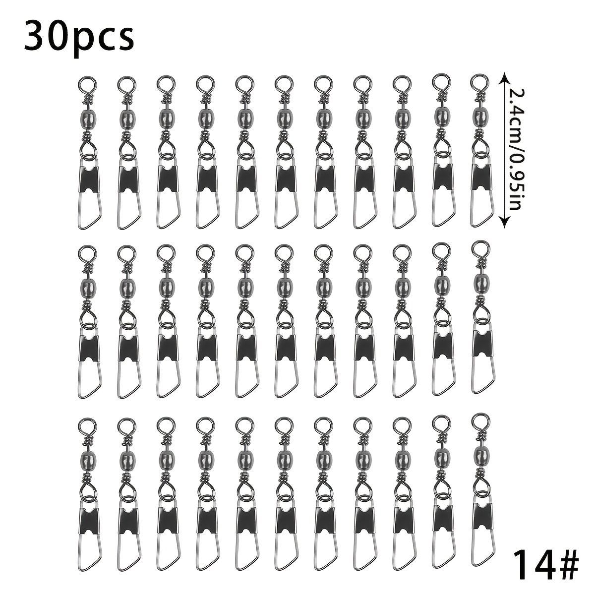 E-shop FISHING 30 Stk. Fasswirbel-Verbinder mit Edelstahl-Sicherheitsdruckknopf, verhedderungs- & verdrehungssicheres Köder-Zubehör, ideales Werkzeug