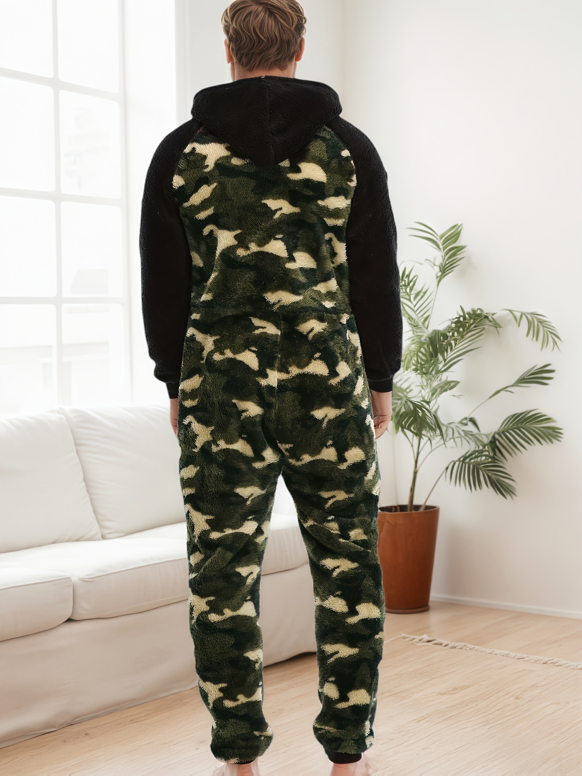 men's camo novelty print hooded drawstring pajamas Temu United