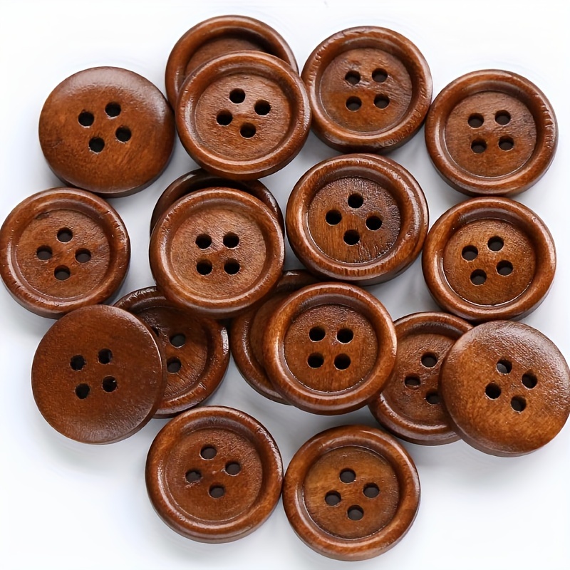 

50pcs Coffee Wooden Buttons For Sewing And Diy Crafts - Assorted Sizes, Natural Wood Finish Buttons For Clothing And Project Decoration