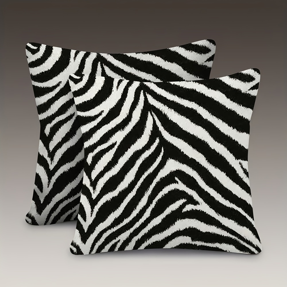 TEMU 2pcs, Double Sided Soft, Throw Pillow Cover 45.72x45.72cm, A Black And White Zebra Print Pattern, Suitable For Sofas, Chairs, Beds, Cars, And