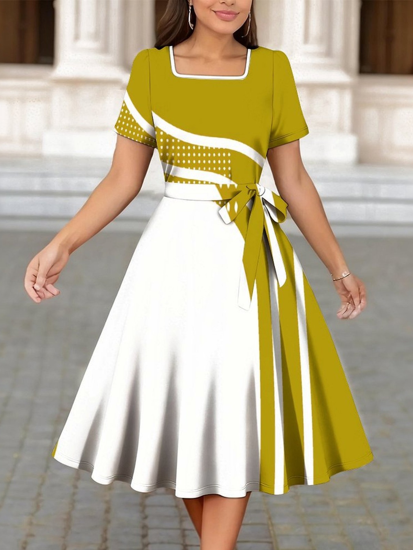 white christmas dresses Church Dress By Nubiano 100311-White – Church suits for less main image 1