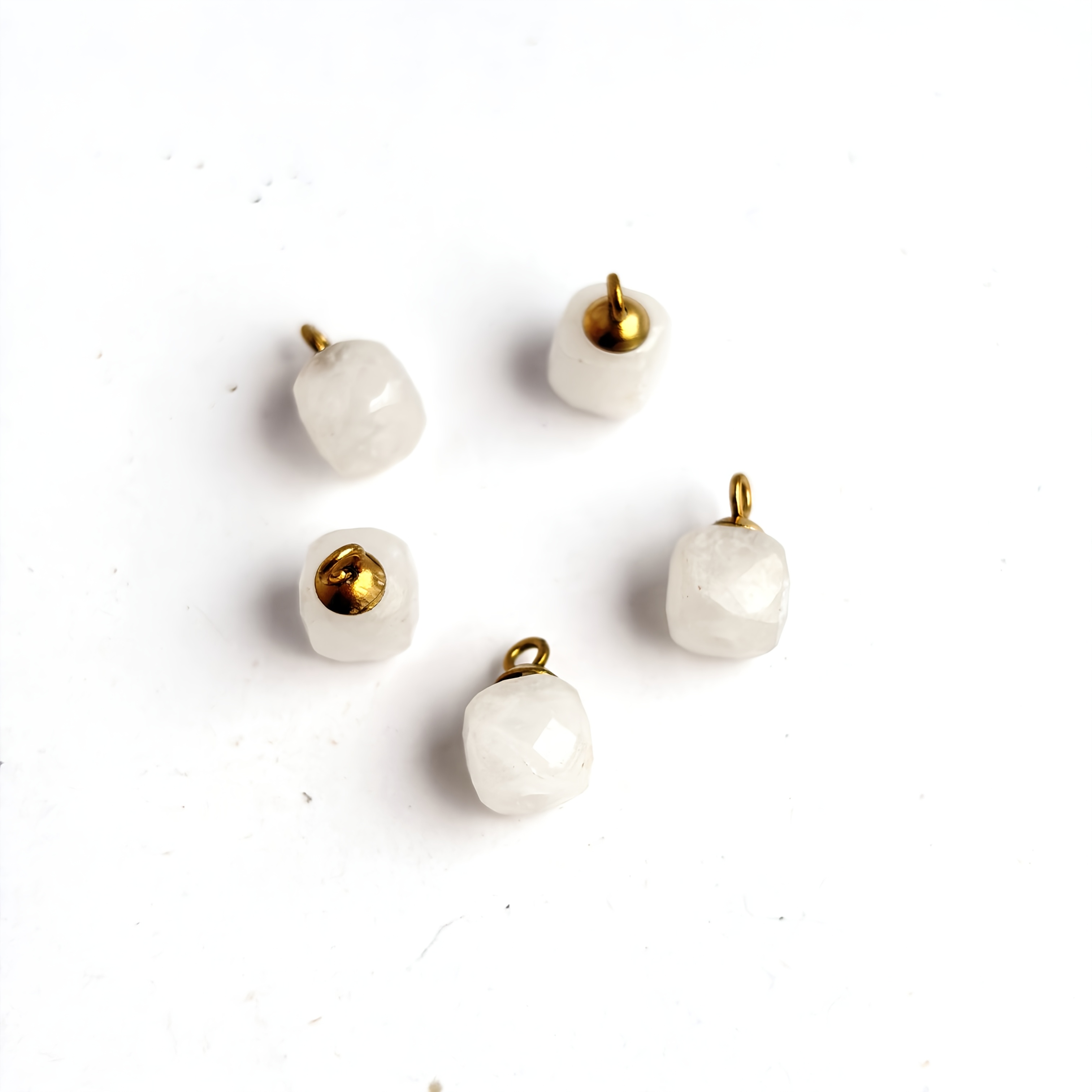 5pcs Natural Stone Square Faceted Pendant Set for DIY Jewellery