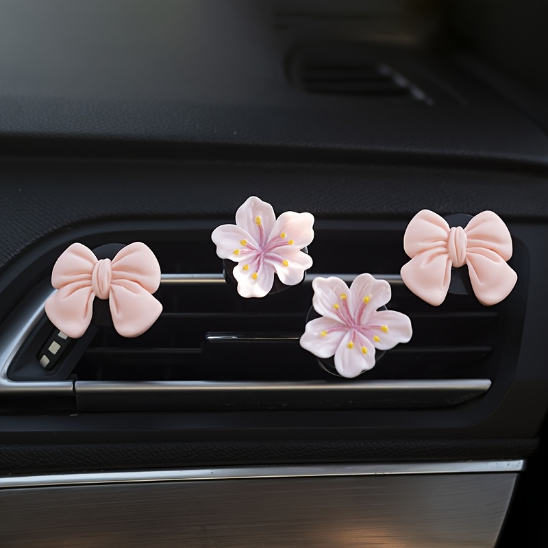 item picture 4pcs air vent clips air freshener vent clips bow and flower interior decor clips fun and fashionable womens interior accessories unscented     pads reusable with your own scent