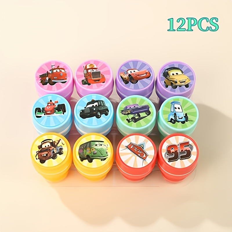 E-shop 12-teiliges Cars Briefmarken-Set, lustiges Design in gemischten Farben, DIY-Bastelset, geeignet für Scrapbooking, Geburtstags-