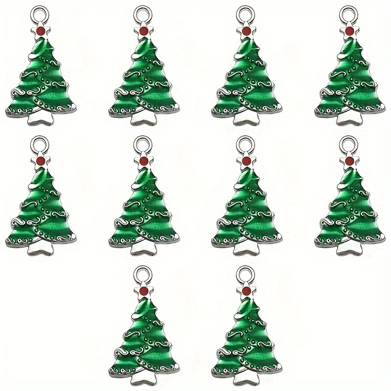 TEMU 10pcs Charmes de Noël en Émail Plaqué Argent pour Bijoux, Bracelets et Boucles d'Oreilles - Accessoires DIY pour Artisanaux et Décoration de
