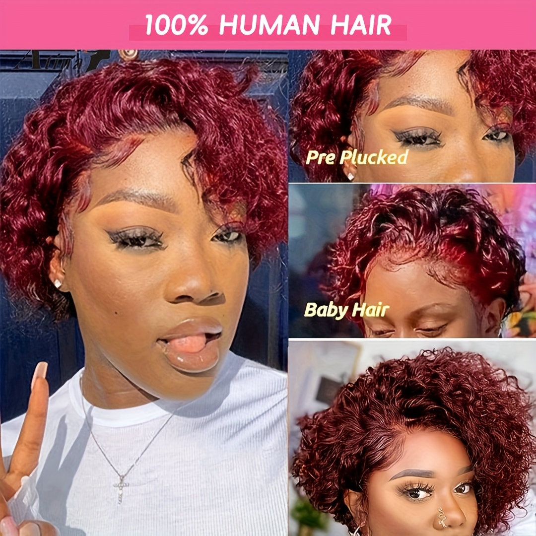 

Christmas Big Sale 13x1 Cut Wig Human Hair 99j Lace Frontal Wigs Human Hair Short Bob Human Hair Wigs For Women Lace Front Human Hair Wig