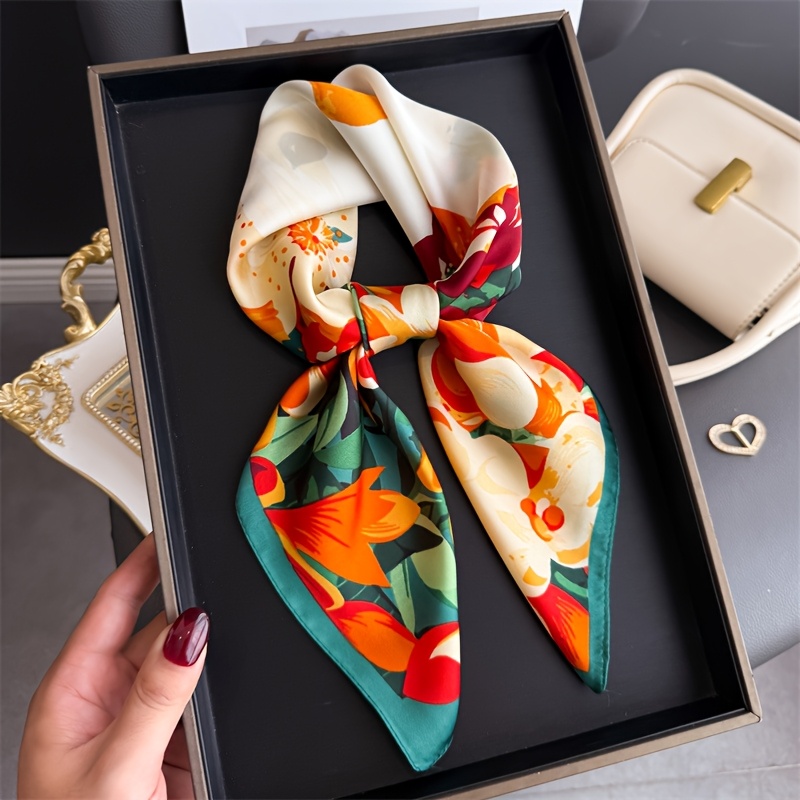 E-shop Schal Damen Koreanische Version Dekorativer Mode Blumen 70 Kleiner Quadratischer Schal Haar Professioneller Kleiner Schal