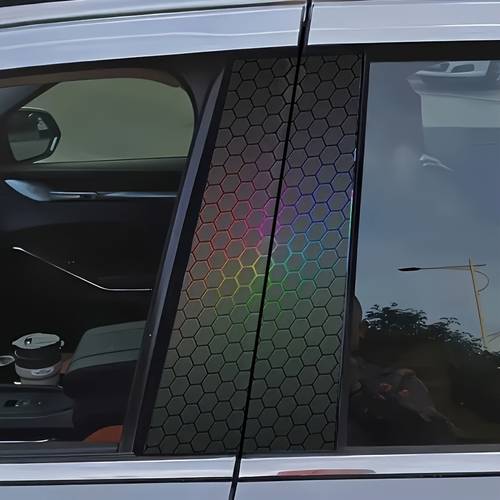 2pcs honeycomb geometric b pillar stickers pillar sticker protective film suitable for glass metal plastic ceramic wooden car stickers anime fantasy animal space cartoon themes rectangular semi matte effect