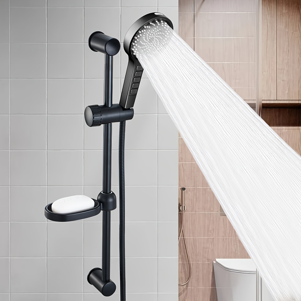 Veemoon Adjustable Shower Head Holder – Space Aluminum Wall Mount Bracket With Towel Hook, Easy Install For Bathroom
