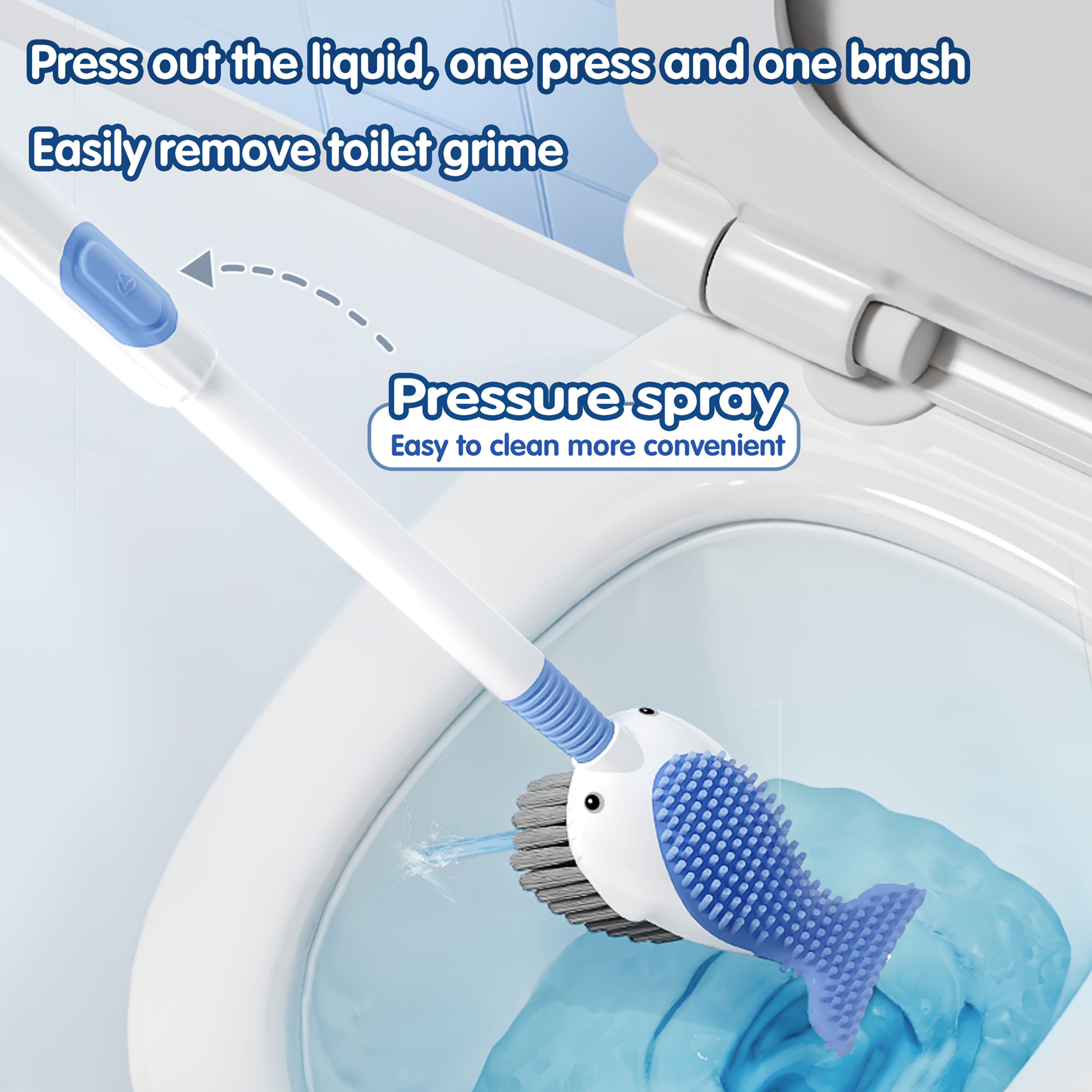 whale shaped silicone toilet brush with built in soap dispenser long handle no dead corner cleaning set for bathroom toilet   suction cup holder details 9