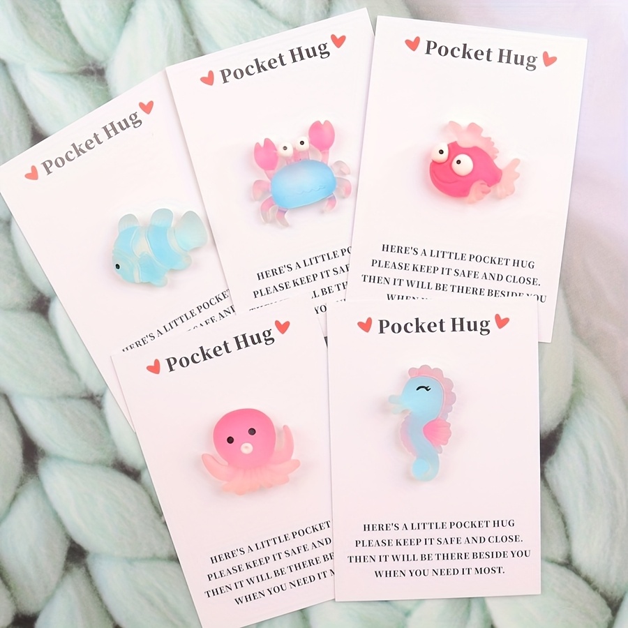 

5pcs Cute Ocean Hugs Set - , Starfish, Jellyfish, Crab With Inspirational Greeting Card - Birthdays, Weddings, Valentine's Day & Home Decor