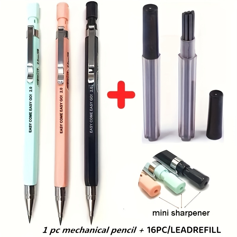 Multifunctional 2B Mechanical Pencil with Built-In Sharpener, 1+16pcs Set