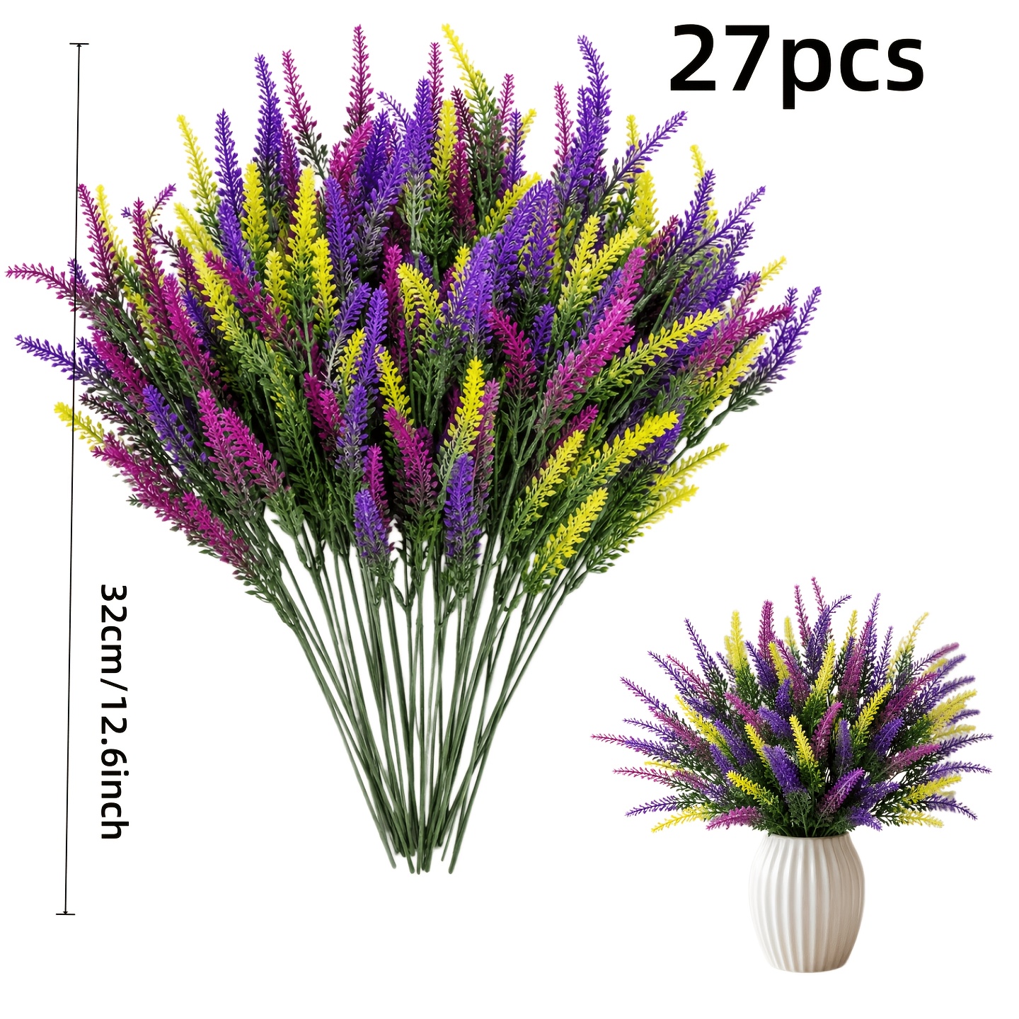 TEMU 27pcs Set Of Colorful Artificial Flower Branches, Thanksgiving Decorative Flowers, Christmas Decorative Flowers, Suitable For Living Room,