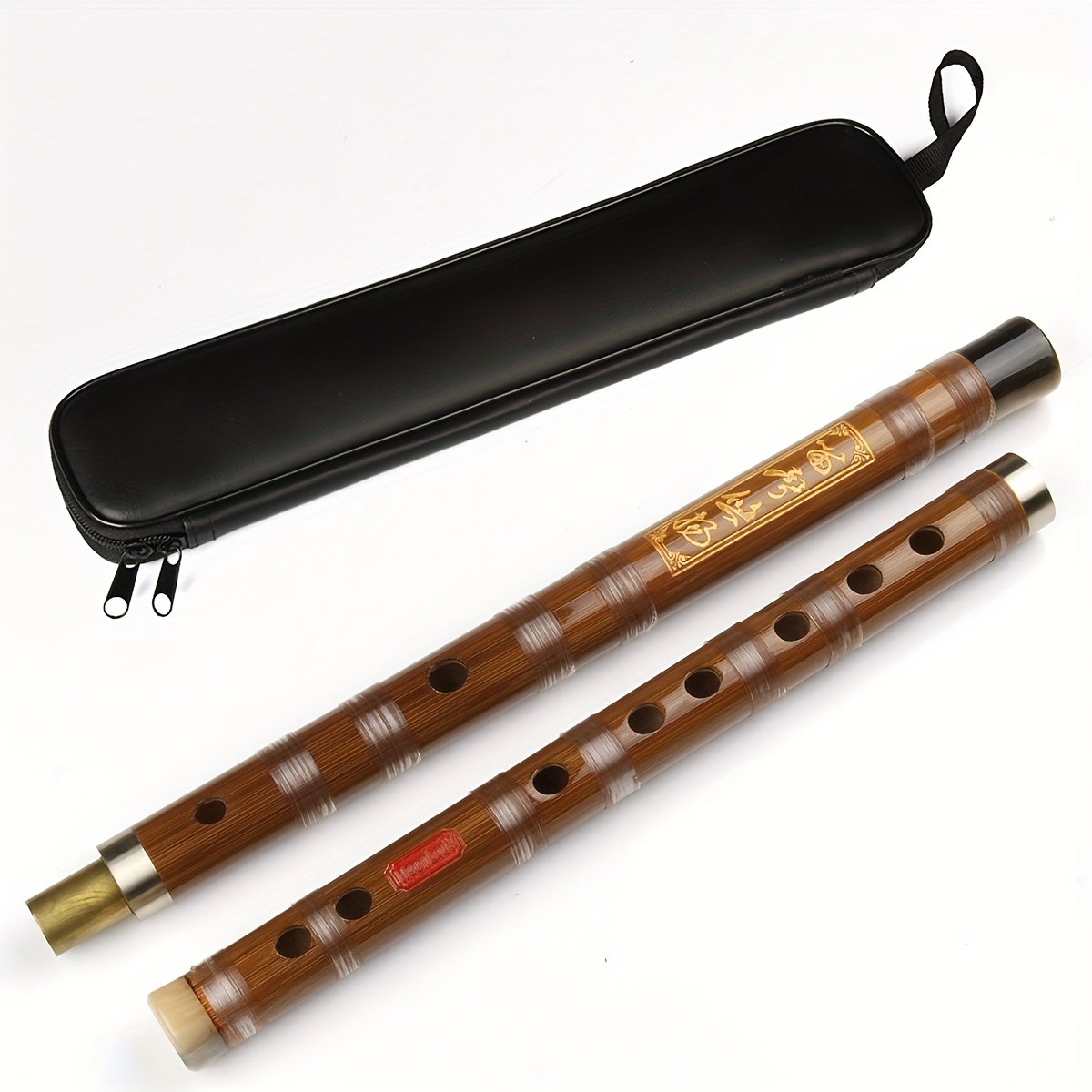  professional traditional chinese   bamboo flute two section c     flute with bag light brown baked paint   golden embellishments   notes for authentic sound cultural performance elegant instrument fine   music students musical   design durable construction traditional  