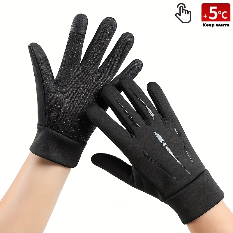 TEMU Men's Outdoor Warm Gloves For Autumn And Winter, Windproof, Cold-proof, Anti-slip, With Touch Screen Function, Suitable For Wearing When Going