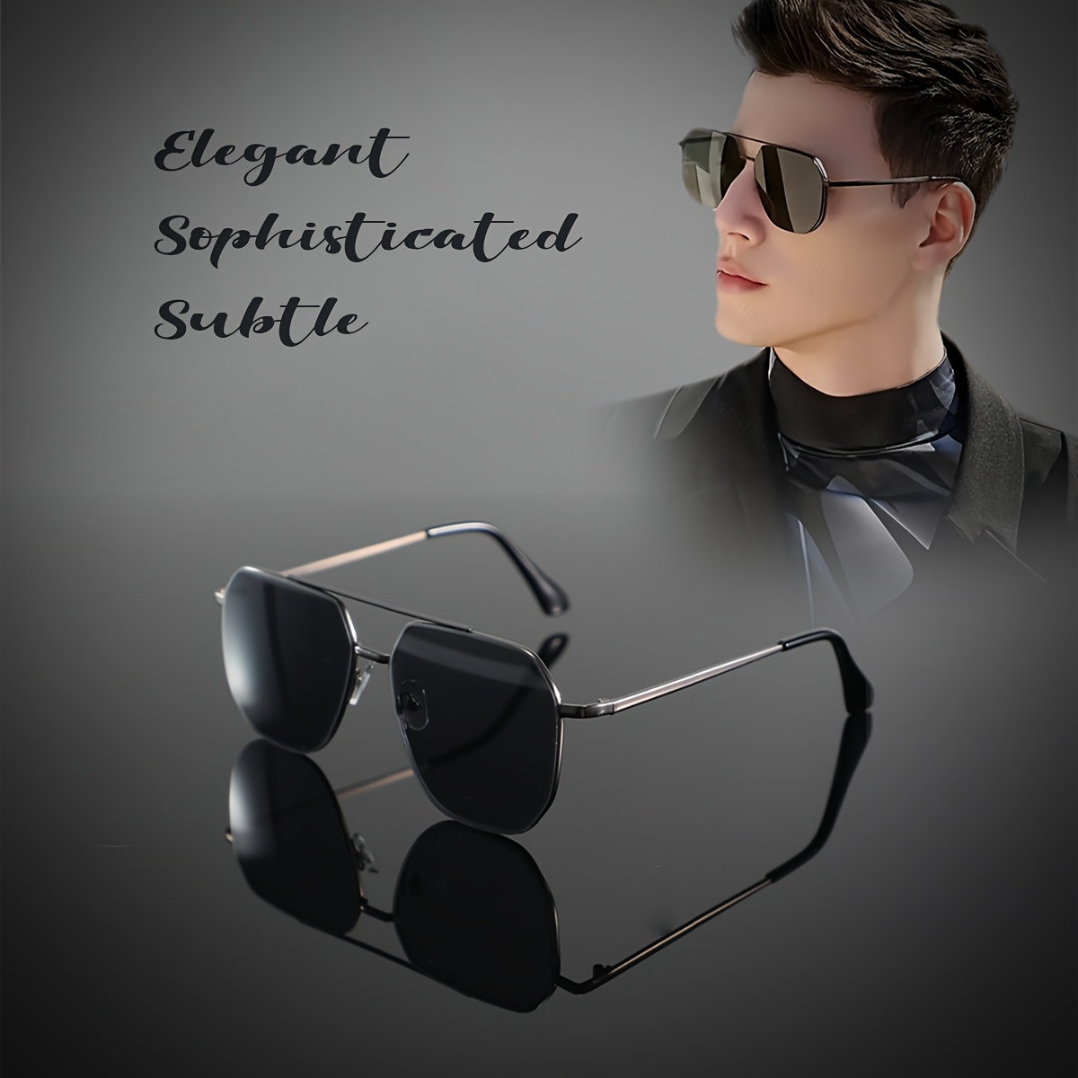 1 pair mens metal geometric double beam retro elegant - Temu  display picture 1